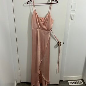 Blush pink silk dress